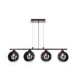 SOMUL lampa wisząca 4x20W G9 chrom klosze szklane 12 cm grafitowe nowoczesna elegancka oprawa oświetleniowa salon jadalnia kuchnia glamour