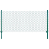 Siatka ogrodzeniowa ze słupkami, stal, 25 x 0,5 m, zielony