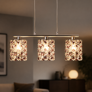 Lampa wisząca chrom/burgund kryształki 3xG9 Classic 33-97012