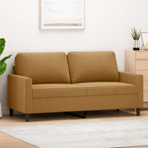 Sofa 2-osobowa, brązowa, 140 cm, tapicerowana aksamitem