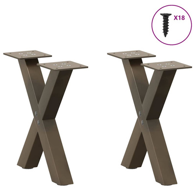 Nogi do stolika kawowego w kształcie litery X 2 szt. Naturalna stal 37x(30-31) cm Stal