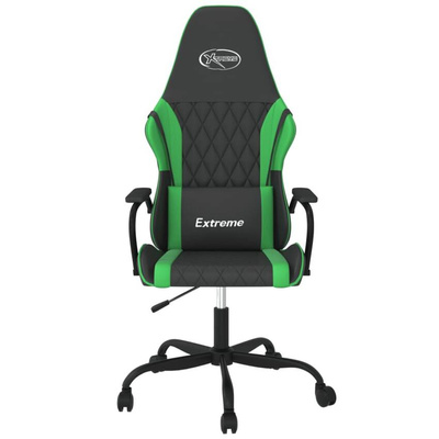 vidaXL Masujący fotel gamingowy, czarno-zielony, sztuczna skóra