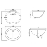 Umywalka podblatowa mykonos 49 cm, z przelewem CE-50-001-W Invena