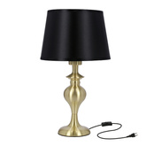 Lampka nocna Prima gold z abażurem czarnym metalowa glamour