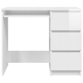 vidaXL Biurko, białe z połyskiem, 90x45x76 cm, materiał drewnopochodny