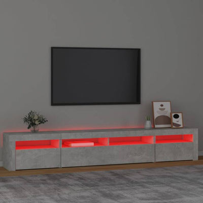 Szafka pod TV z oświetleniem LED, szarość betonu, 240x35x40 cm vidaXL