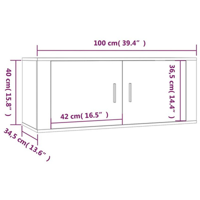 vidaXL Wiszące szafki telewizyjne, 3 szt., białe, 100x34,5x40 cm