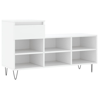Półka na buty, biała, 102x36x60 cm, materiał drewnopochodny