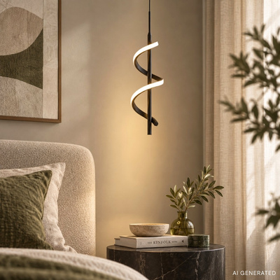 Lampa wisząca Sprait metalowa pojedyncza czarna do salonu LED