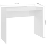 vidaXL Biurko, białe z połyskiem, 90x40x72 cm, materiał drewnopochodny