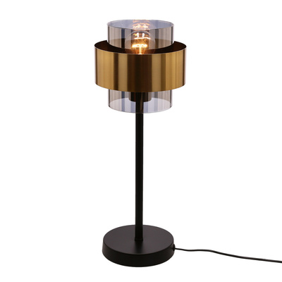 Lampka nocna Spiega szklana dymiona mosiądz E27 rustykalna