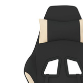 vidaXL Fotel gamingowy z podnóżkiem i masażem, czarno-kremowy, tkanina