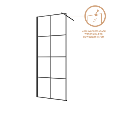 Kabina walk-in ii 80x200cm geometryczna 8mm shiny-glass czarny AK-32-187-S Invena