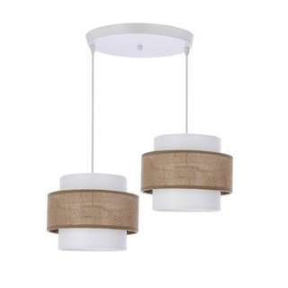 Lampa wisząca z abażurem Juta biały talerz do jadalni nad stół