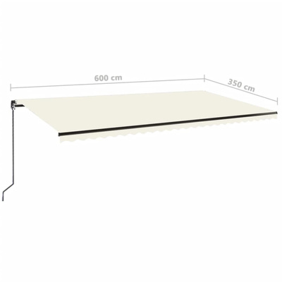Ręcznie zwijana markiza z LED, 600x350 cm, kremowa