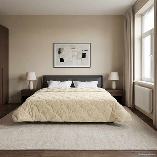Zimowa Kołdra Kremowy 200 x 240 cm Mikrofibra i Fleece Teddy
