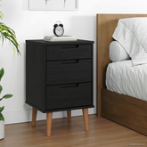 Szafka Nocna MOLDE Czarny 40 x 35 x 65 cm Lite drewno sosnowe