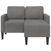 Sofa 2-osobowa z szezlongiem w kształcie litery L, jasnoszara