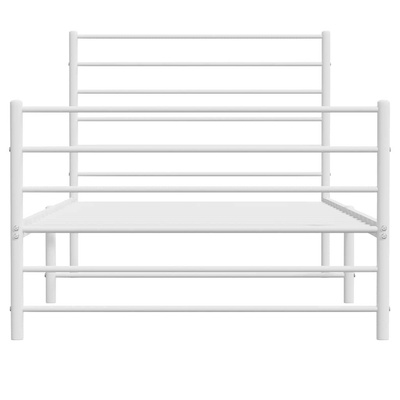 vidaXL Metalowa rama łóżka z wezgłowiem i zanóżkiem, biała, 90x190 cm model standard