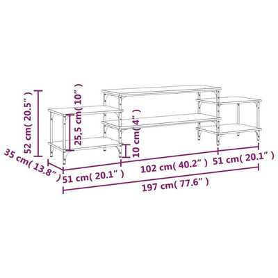 Szafka pod TV, przydymiony dąb, 197x35x52 cm vidaXL