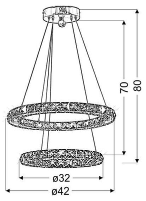 Lampa sufitowa wisząca LED 2 okręgi z kryształami Lords Candellux 31-32515