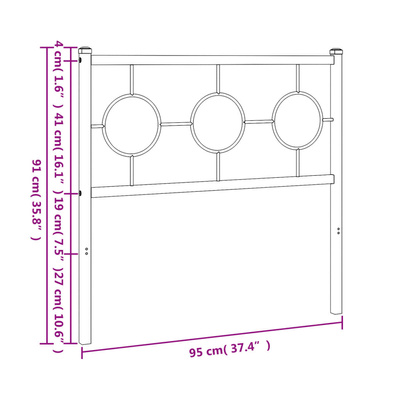 Metalowe wymienne wezgłowie, czarne, 90 cm