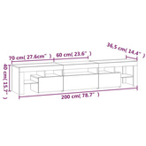 vidaXL Szafka pod TV z oświetleniem LED, biała 200x36,5x40 cm