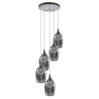 Lampa sufitowa wisząca chromowa talerz 5x60W Marina Candellux  35-60198
