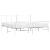 Metalowa rama łóżka z wezgłowiem i zanóżkiem, biała, 180x200 cm vidaXL