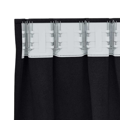 Firany blackout z kółkami 2 pcs Czarny 245 x 140 cm Poliester