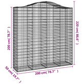 Kosze gabionowe, 5 szt, 200x50x200/220 cm, galwanizowane żelazo