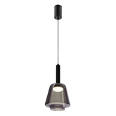 Lampa wisząca Bueno szklana czarna z kloszem dymionym do salonu
