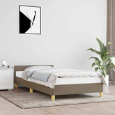 vidaXL Rama łóżka z zagłówkiem, kolor taupe, 90x200 cm, obita tkaniną