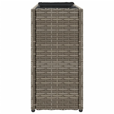 Donica ogrodowa z 2 wkładami, szara, 90x20x40 cm, rattan PE