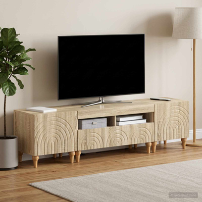Zestaw 3-częściowy szafki RTV z LED dąb Sonoma