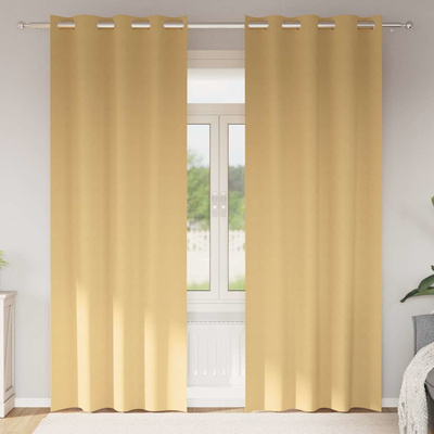 Firany blackout z kółkami 2 pcs Beżowy 260 x 140 cm Poliester