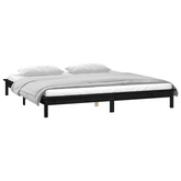 vidaXL Rama łóżka z LED, czarna, 140x190 cm, lite drewno