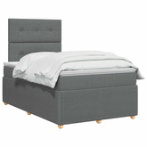Łóżko z box spring LED z materacem ciemnoszary 120 x 190 cm
