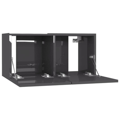 vidaXL Szafka wisząca pod TV, wysoki połysk, szara, 60x30x30 cm
