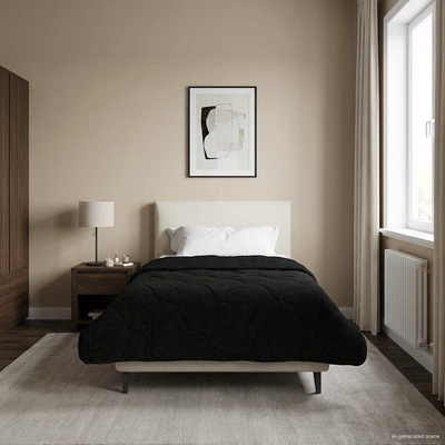 Letni Kołdra Czarny 135 x 200 cm Mikrofibra i Fleece Teddy