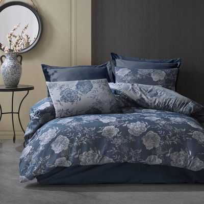 Pościel bawełniana FLORY BLUE/220x200 COTTONLOVE JACQUARD