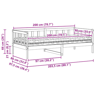 Łóżko dzienne Z zagłówkiem Brązowy i biały wosk 90 x 200 cm