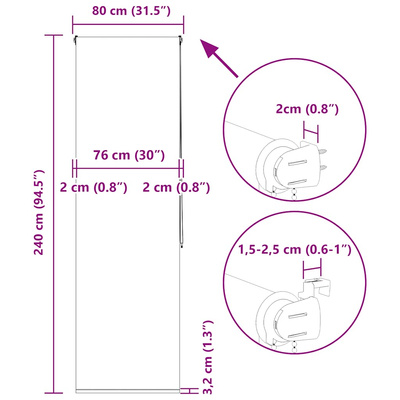 Roleta prysznicowa 80x240 cm Szerokość tkaniny 76 cm