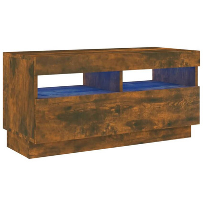 vidaXL Szafka pod TV z oświetleniem LED, przydymiony dąb, 80x35x40 cm