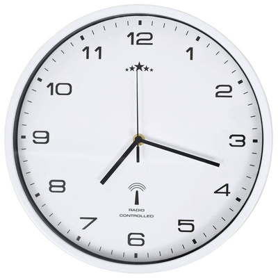 vidaXL Sterowany radiowo zegar z mechanizmem kwarcowym, 31 cm, biały