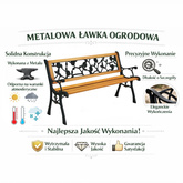 Ławka Ogrodowa Drewniana Metalowa Ławeczka Parkowa Ogrodowa z Oparciem