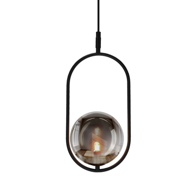 Lampa wisząca CORDEL elegancka - czarna z grafitowym kloszem kulką - nowoczesne oświetlenie salonu i łazienki 1x G9 LED