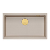 Zlewozmywak granitowy LOGAN 110 – jednokomorowy, podwieszany, pearl beige/elementy złote, Quadron