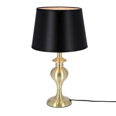 Lampka nocna Prima gold z abażurem czarnym metalowa glamour