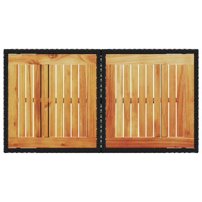 Stół ogrodowy, czarny, 100x55x73 cm, polirattan i akacja